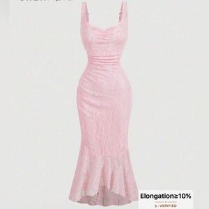 SHEIN Pink Lace High Low Dress